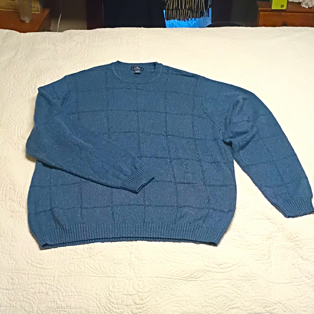 Dockers Men's Crew Neck Knit Pullover Sweater Blue 3XLT Cotton Big and Tall
